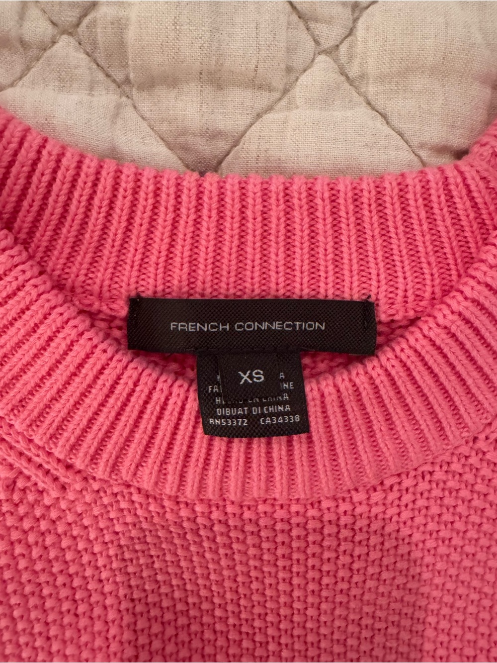 French Connection Bright Pink Crew Neck Sweater cotton XS